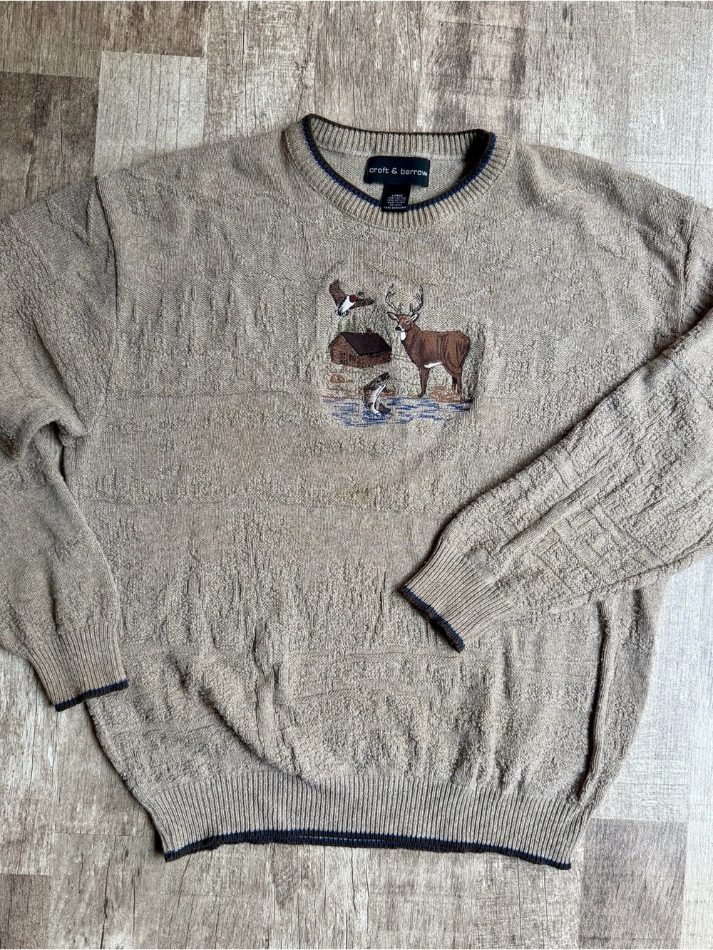 Vintage Croft & Barrow Textured Knit Deer Cabin Wildlife Sweater